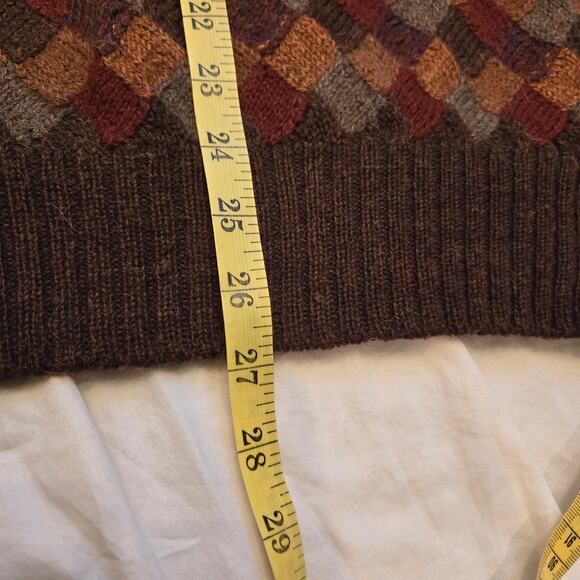 Paul Stuart Mens Sweater Size L Multicolor Handmade Alpaca Wool Crew Neck - Picture 9 of 10